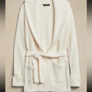 Banana Republic Soli Shawl Collar Cardigan Sweater Belted White small